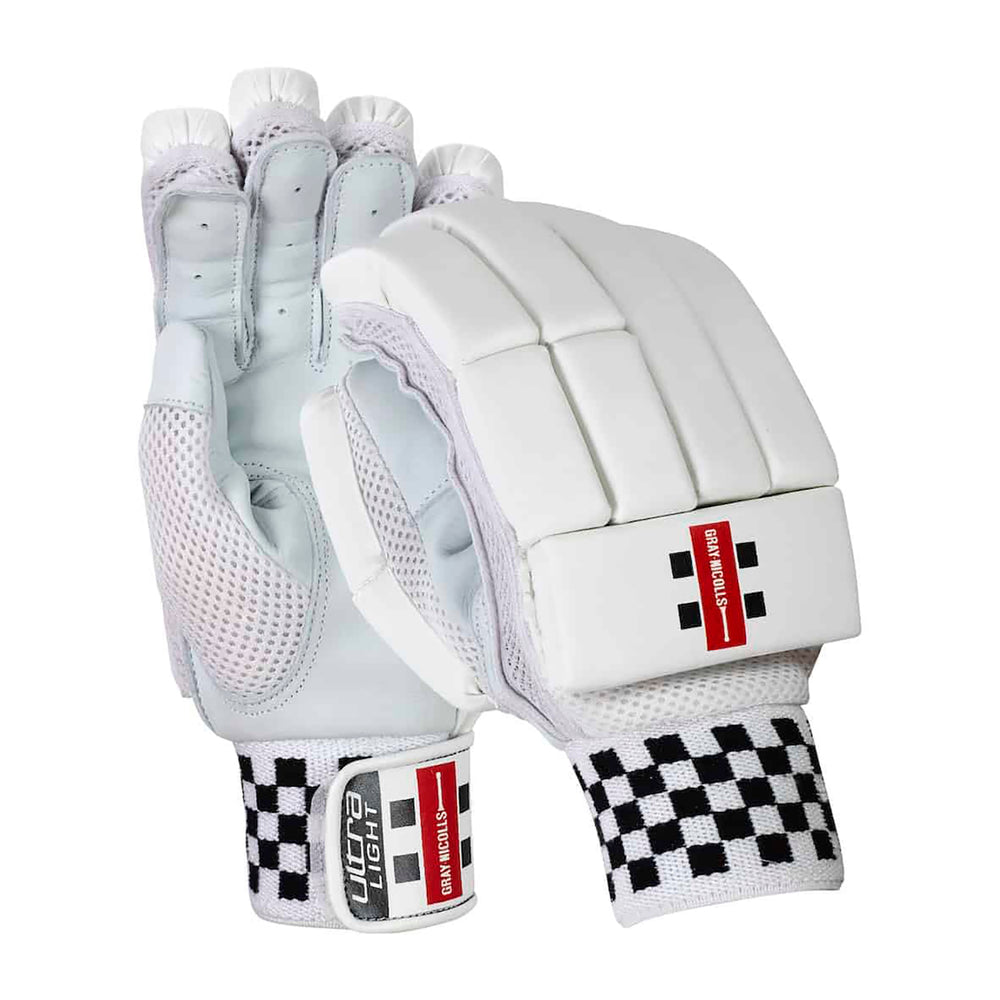 Gray Nicolls GN 7 Pro Ultra LH Batting Gloves – White Lightweight Cricket Gloves with Finger Protection, Flex Grip, and Breathable Comfort Design
