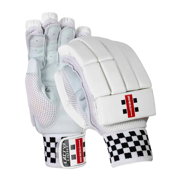Gray Nicolls GN 7 Pro Ultra LH Batting Gloves – White Lightweight Cricket Gloves with Finger Protection, Flex Grip, and Breathable Comfort Design