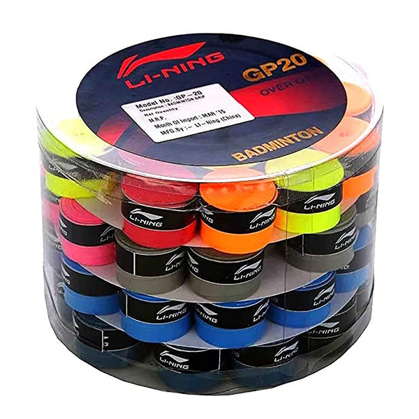 Li-Ning GP 20 Grip Badminton Racquet Grip – Pack of 60 | Assorted Colors | Premium Absorbent Cushioning for Enhanced Comfort & Control