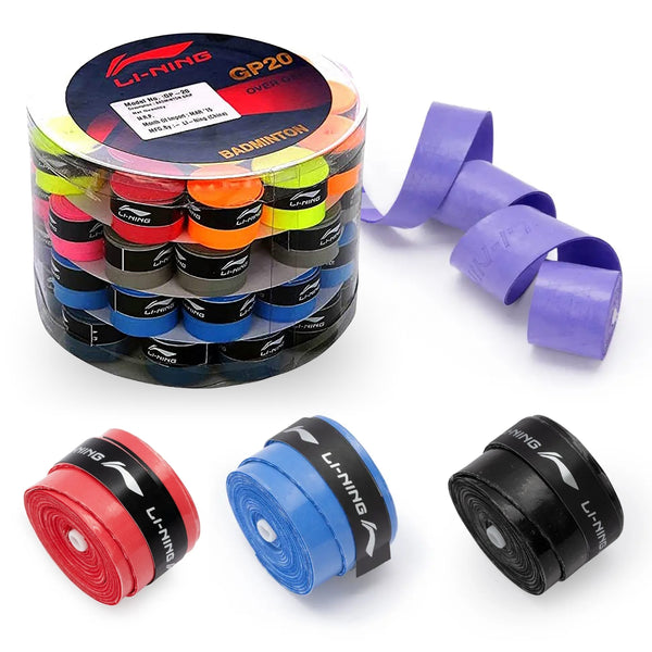 Li-Ning GP 20 Grip Badminton Racquet Grip – Pack of 60 | Assorted Colors | Premium Absorbent Cushioning for Enhanced Comfort & Control