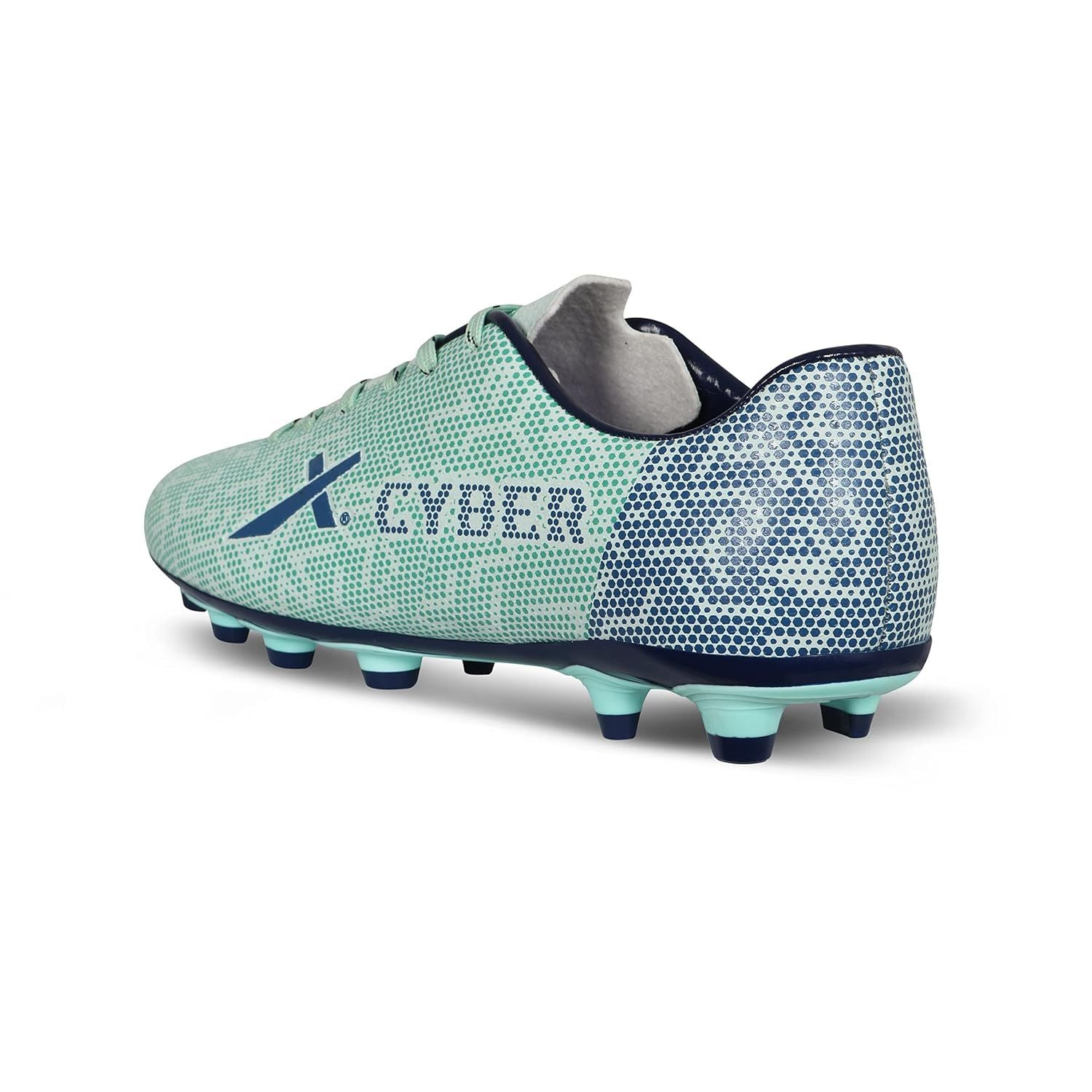 Vector X Cyber Football Studs Sports Shoe | Hybrid FG/AG Sole | Lightweight Synthetic Upper | Enhanced Traction | Sea Green/Navy - Best Price online Prokicksports.com
