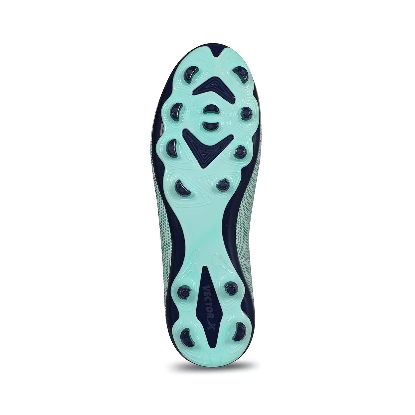 Vector X Cyber Football Studs Sports Shoe | Hybrid FG/AG Sole | Lightweight Synthetic Upper | Enhanced Traction | Sea Green/Navy - Best Price online Prokicksports.com