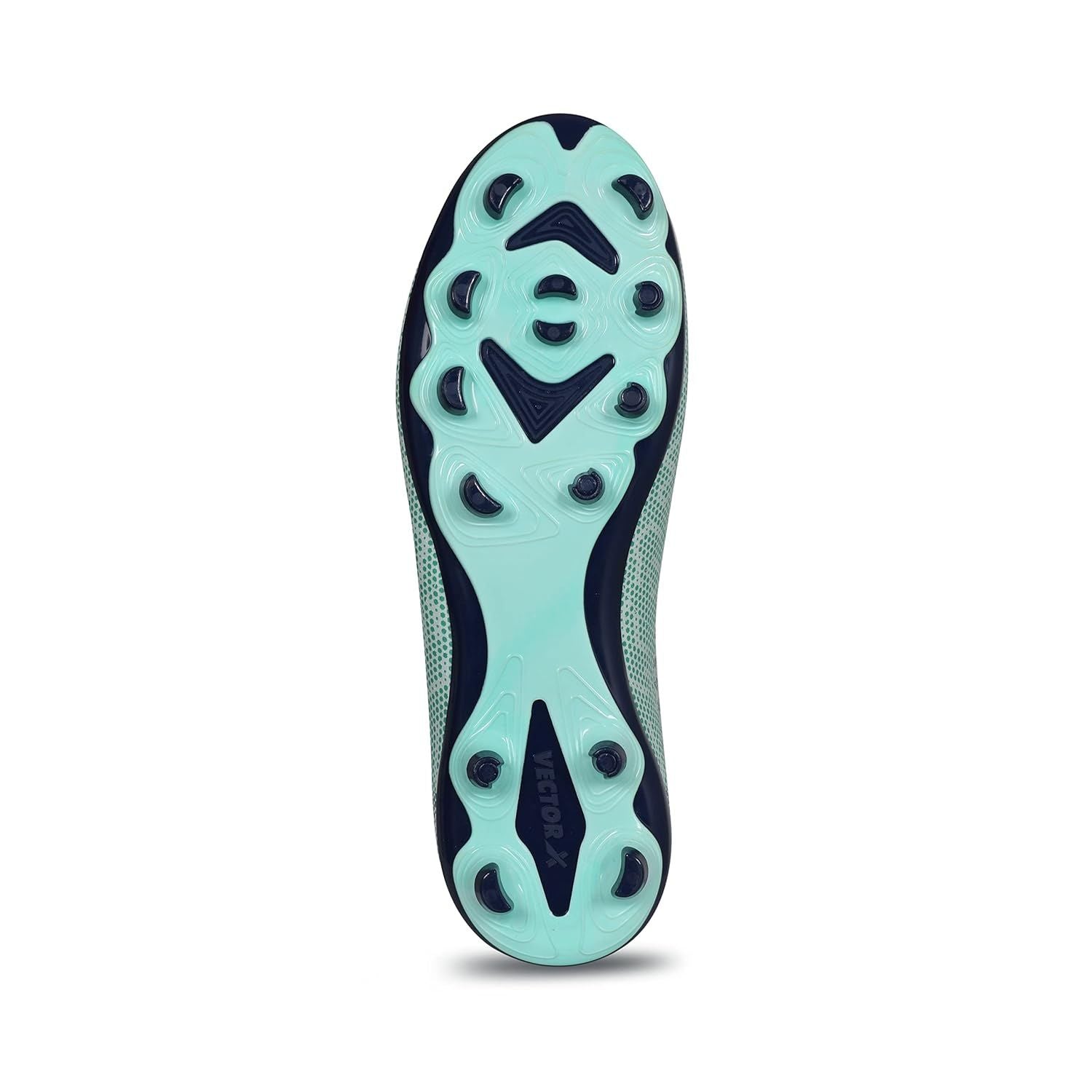 Vector X Cyber Football Studs Sports Shoe | Hybrid FG/AG Sole | Lightweight Synthetic Upper | Enhanced Traction | Sea Green/Navy - Best Price online Prokicksports.com