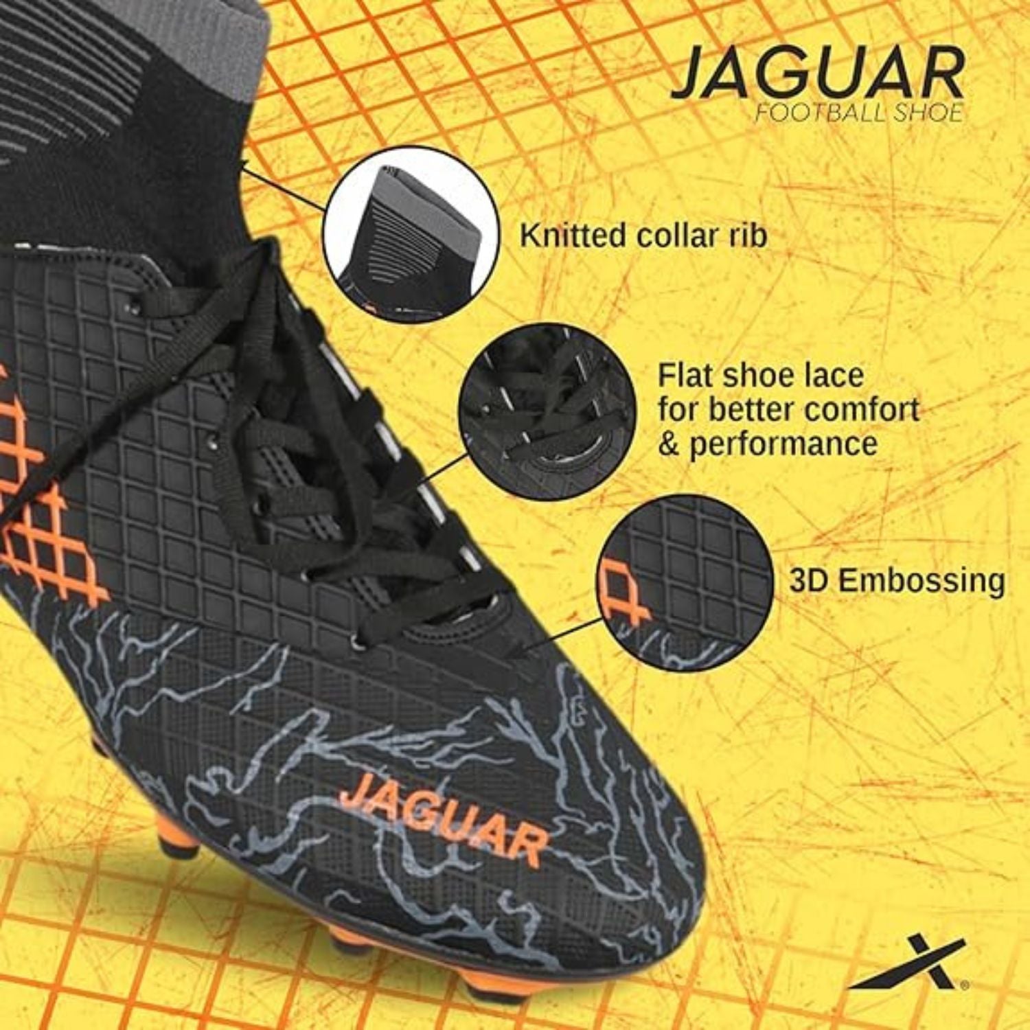 Vector X Jaguar Football Shoes | PU Synthetic Upper | Lightweight Studded Design | Enhanced Comfort | Multi-Surface Traction - Best Price online Prokicksports.com