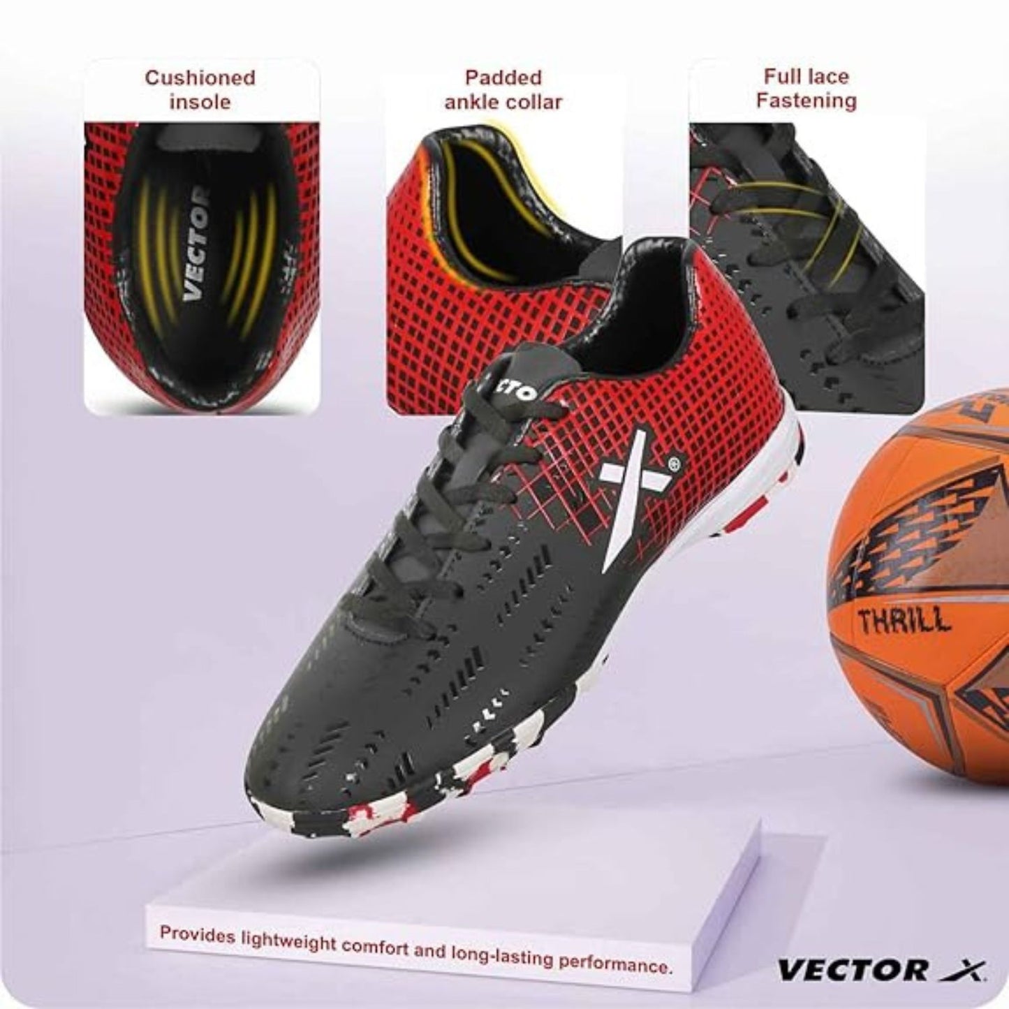 Vector X Royale+ Turf Football Shoes | Synthetic Leather Upper | Non-Marking Rubber Sole | Lightweight Cushioned Insole | - Best Price online Prokicksports.com