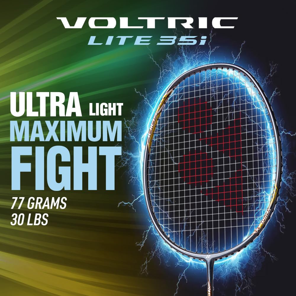Yonex Voltric Lite 35i HM Graphite Head Heavy Badminton Strung Racquet | NANOMESH NEO & ISOMETRIC Power Frame with Full Cover