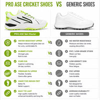 PRO ASE NetMaster Cricket Shoes | Rubber Studs, Water-Resistant PU Upper & EVA Midsole - Best Price online Prokicksports.com