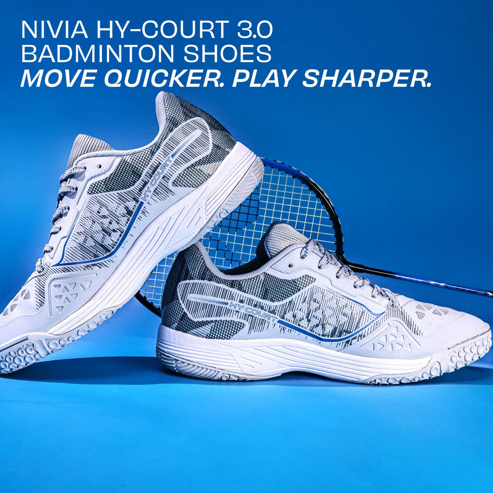 NIVIA Hy Court 3.0 Badminton Shoes – Mesh/TPU Upper, Duofoam Cushion, Non-marking Herringbone Sole | Lightweight Comfort, Secure Fit, For Indoor Court Sports - Best Price online Prokicksports.com