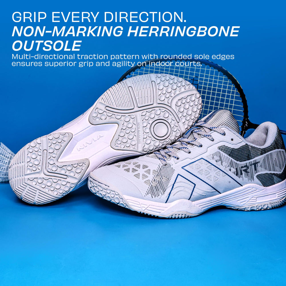 NIVIA Hy Court 3.0 Badminton Shoes – Mesh/TPU Upper, Duofoam Cushion, Non-marking Herringbone Sole | Lightweight Comfort, Secure Fit, For Indoor Court Sports - Best Price online Prokicksports.com