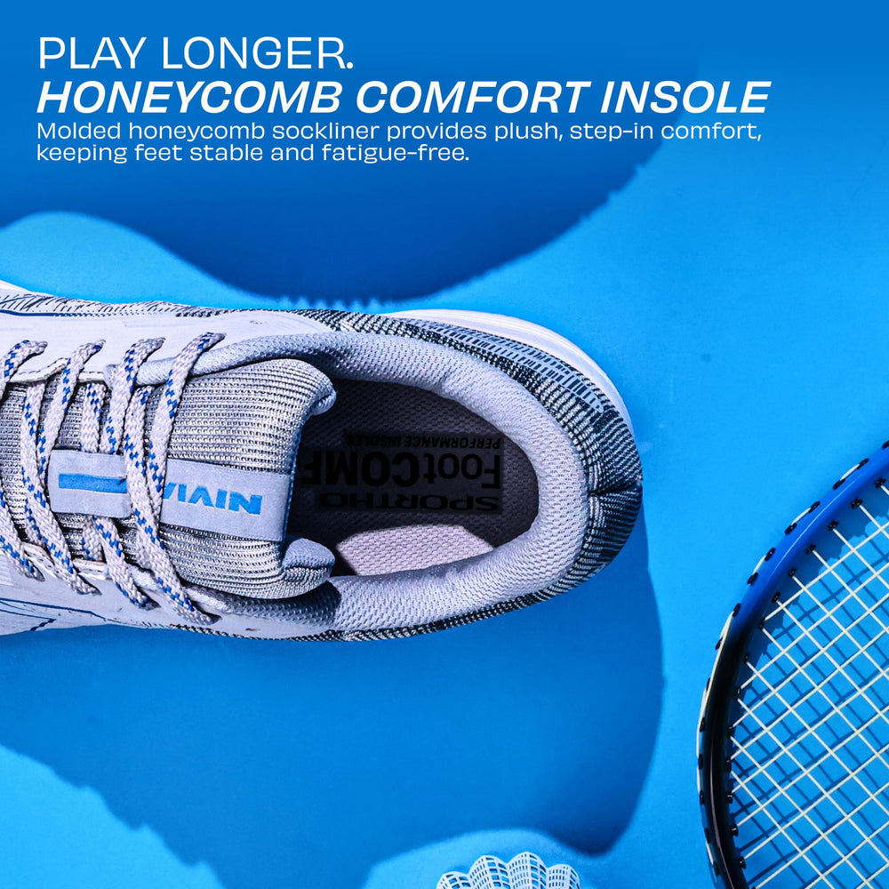 NIVIA Hy Court 3.0 Badminton Shoes – Mesh/TPU Upper, Duofoam Cushion, Non-marking Herringbone Sole | Lightweight Comfort, Secure Fit, For Indoor Court Sports - Best Price online Prokicksports.com