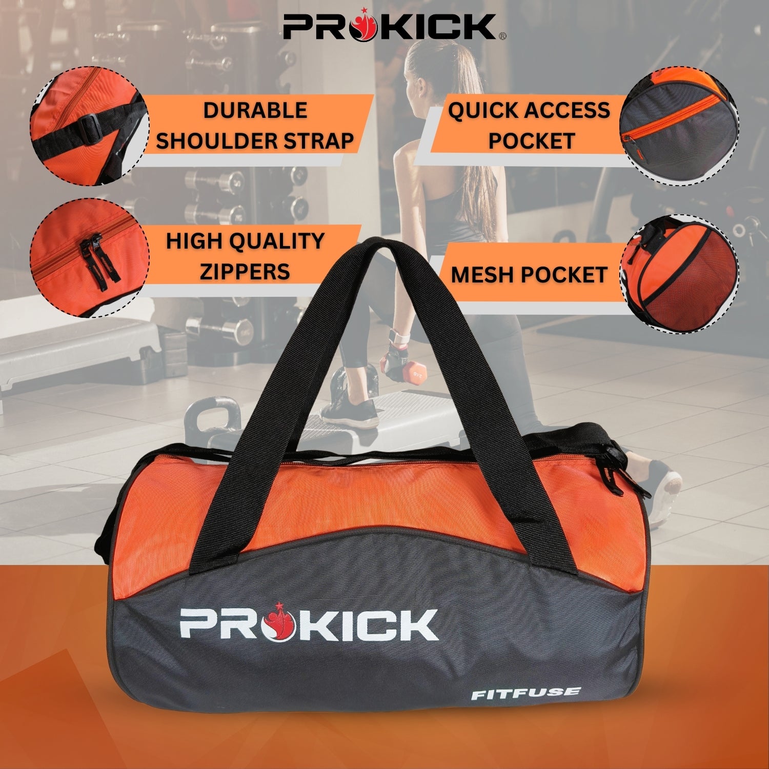 Prokick Fitfuse Gym Bag - Best Price online Prokicksports.com