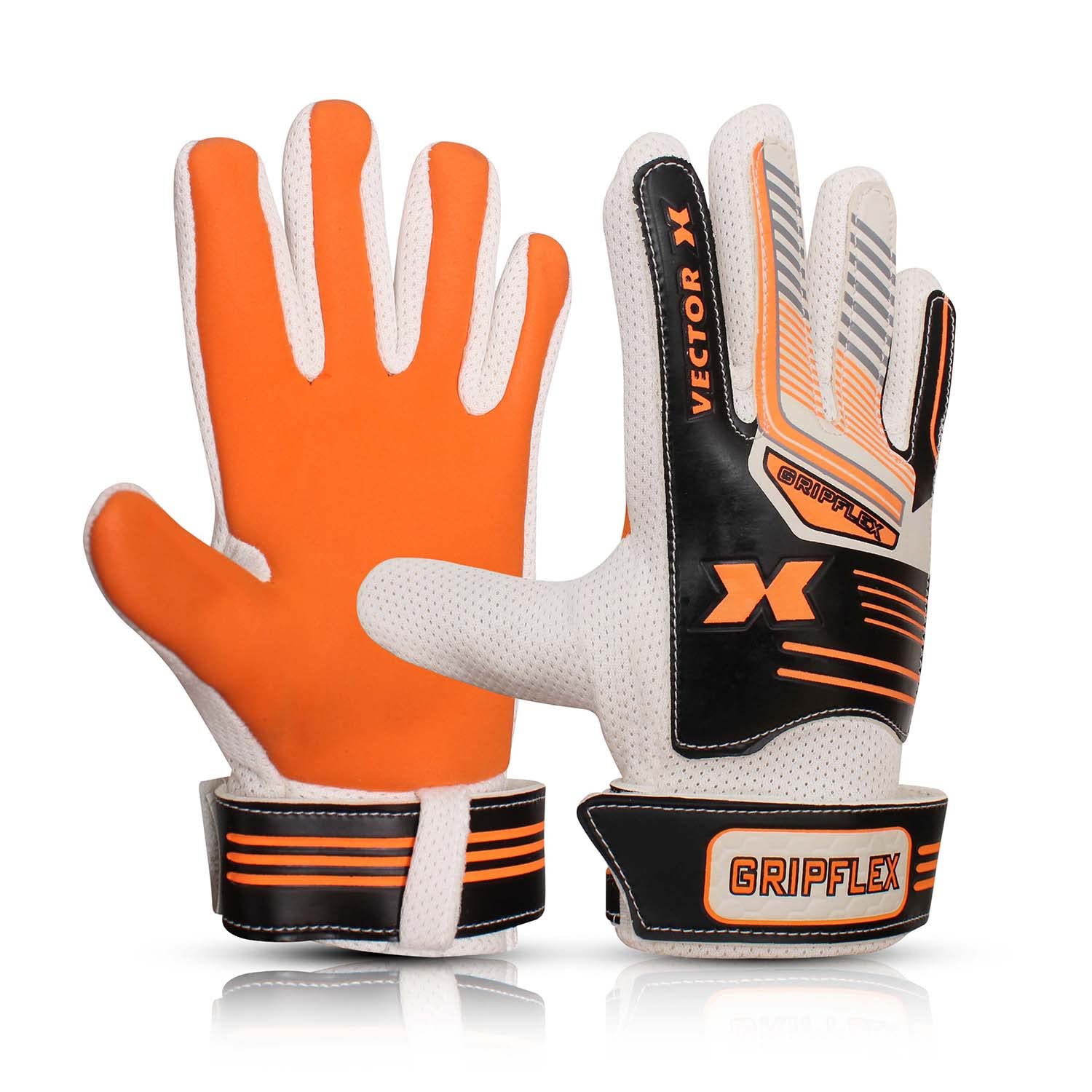 Vector X GripFlex Goalkeeper Gloves for Soccer with Anti-Slip Latex Palm, PU Backhand, Wrist Strap, and Youth Fit for Football Practice - Best Price online Prokicksports.com