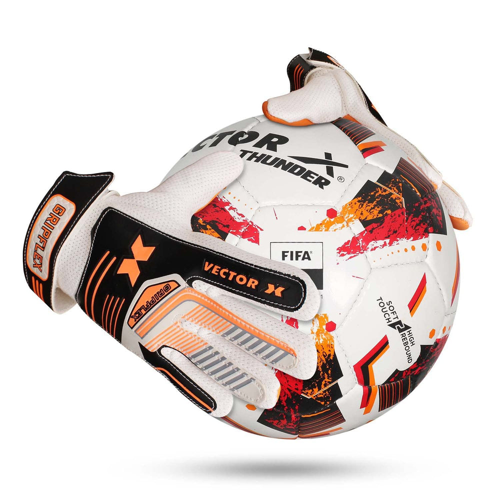 Vector X GripFlex Goalkeeper Gloves for Soccer with Anti-Slip Latex Palm, PU Backhand, Wrist Strap, and Youth Fit for Football Practice - Best Price online Prokicksports.com