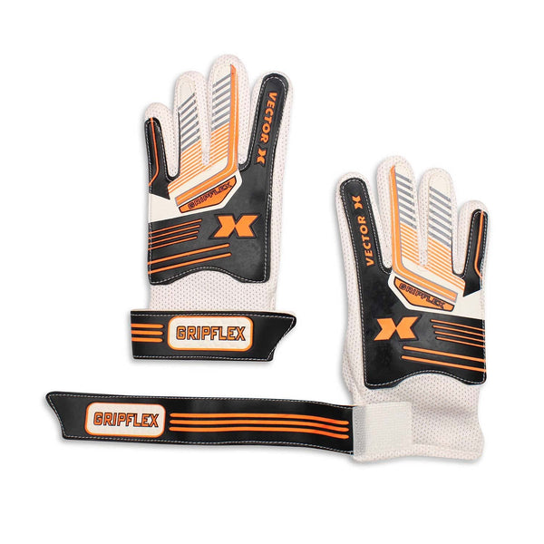 Vector X GripFlex Goalkeeper Gloves for Soccer with Anti-Slip Latex Palm, PU Backhand, Wrist Strap, and Youth Fit for Football Practice