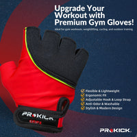 Prokick GYM Gloves GripX | Standard Size | Non-Slip Palm Grip | Wrist Support & Breathable Design for Weightlifting, Fitness & Training - Best Price online Prokicksports.com