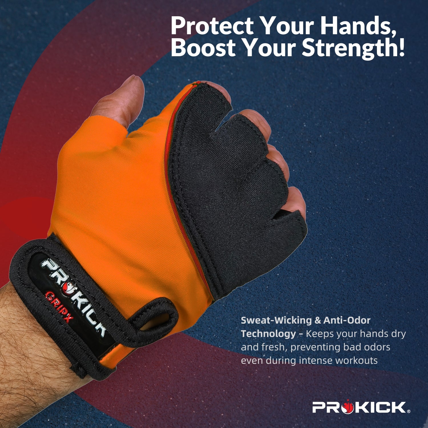Prokick GYM Gloves GripX | Standard Size | Non-Slip Palm Grip | Wrist Support & Breathable Design for Weightlifting, Fitness & Training - Best Price online Prokicksports.com