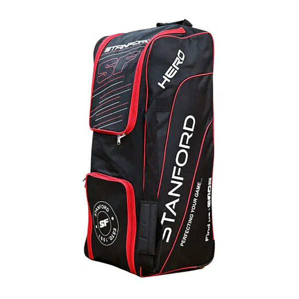 SF Hero Cricket Wheelie Kit Bag – Large Rolling Cricket Bag with Bat Compartment & Heavy Duty Wheels, Black