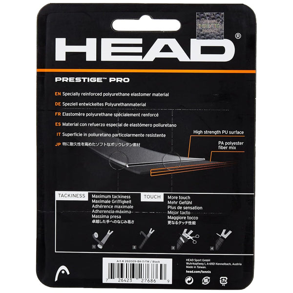 HEAD Prestige Pro Tennis Grip (Black) - Pack of 3