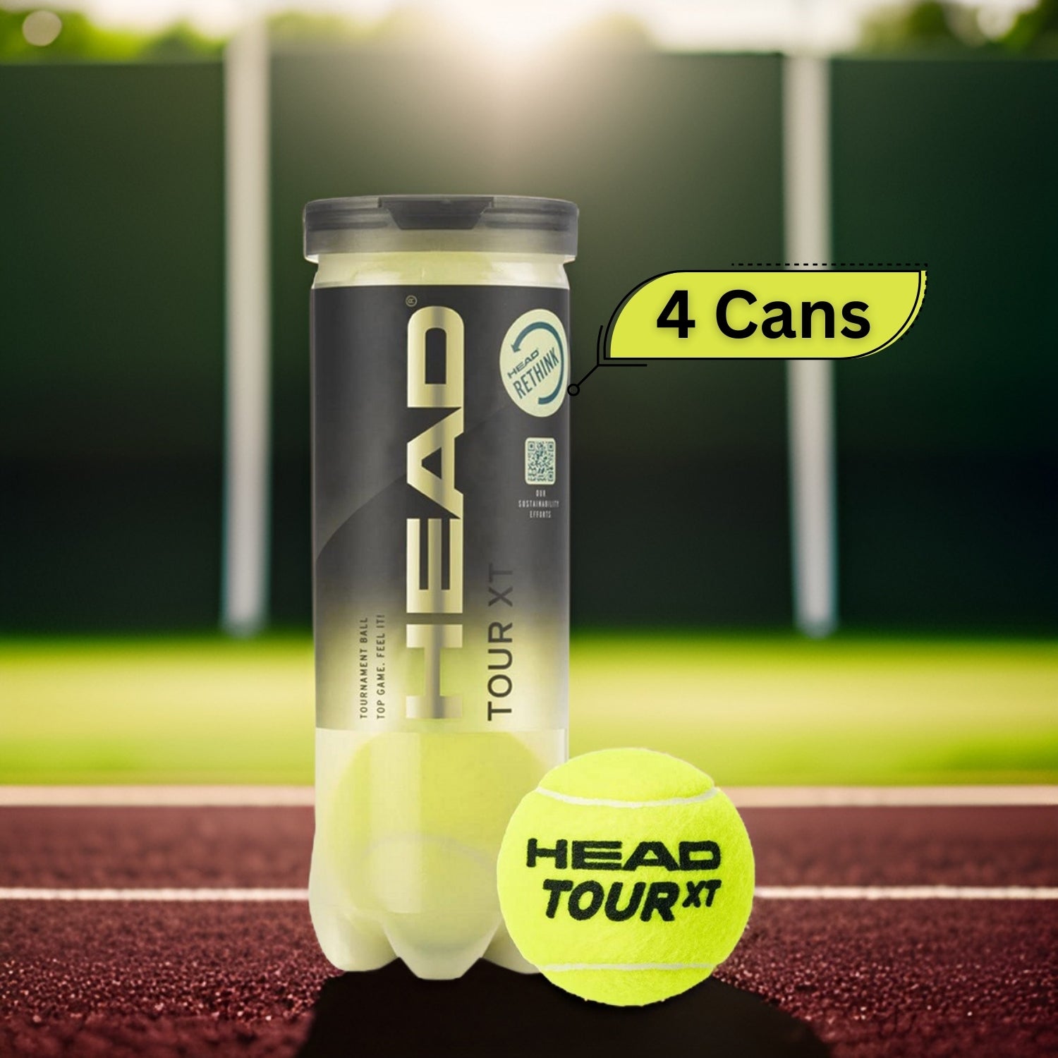 Head Tour XT Tennis Balls Dozen (4 Cans) - Best Price online Prokicksports.com