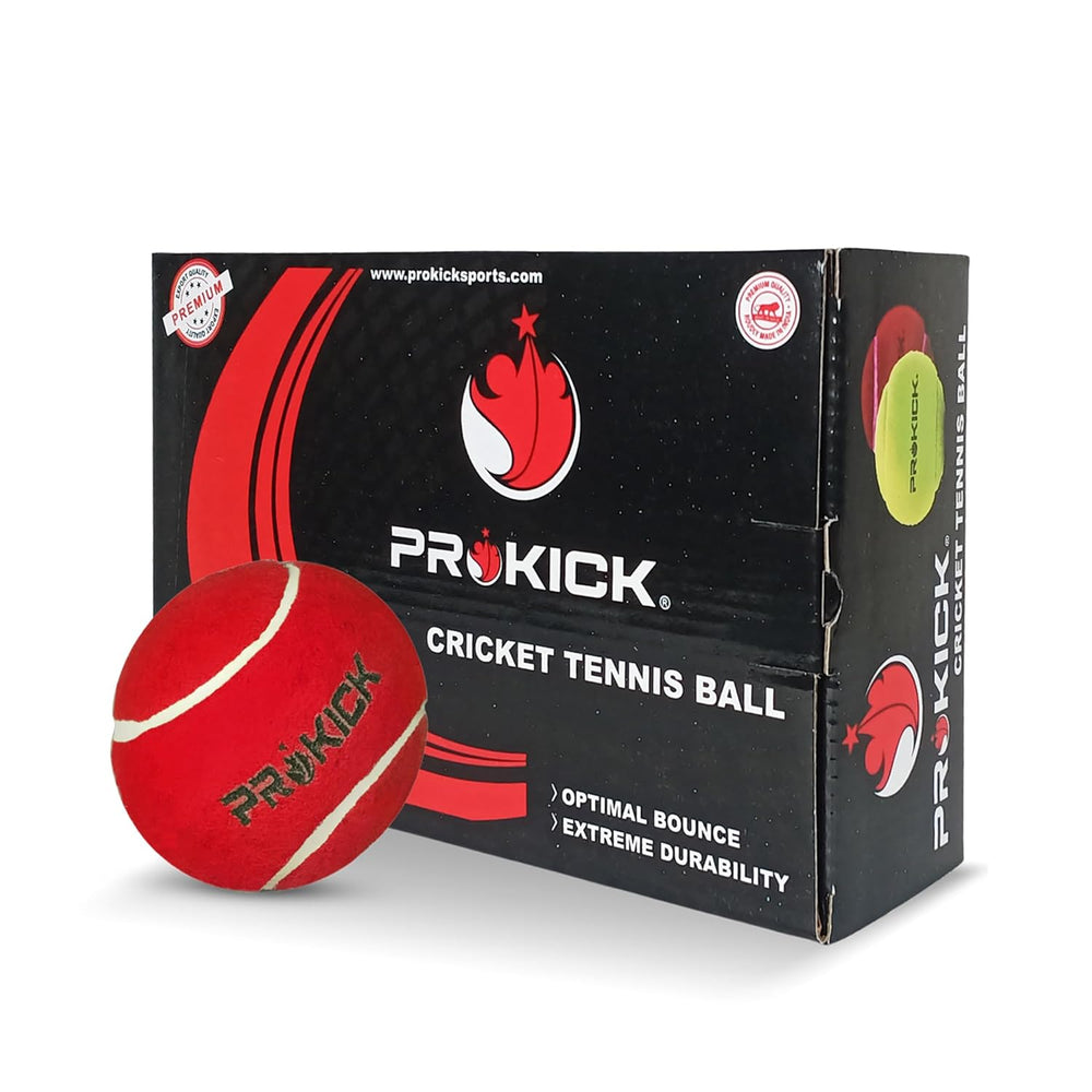 Prokick Heavy Cricket Tennis Ball, Red (Pack of 6)