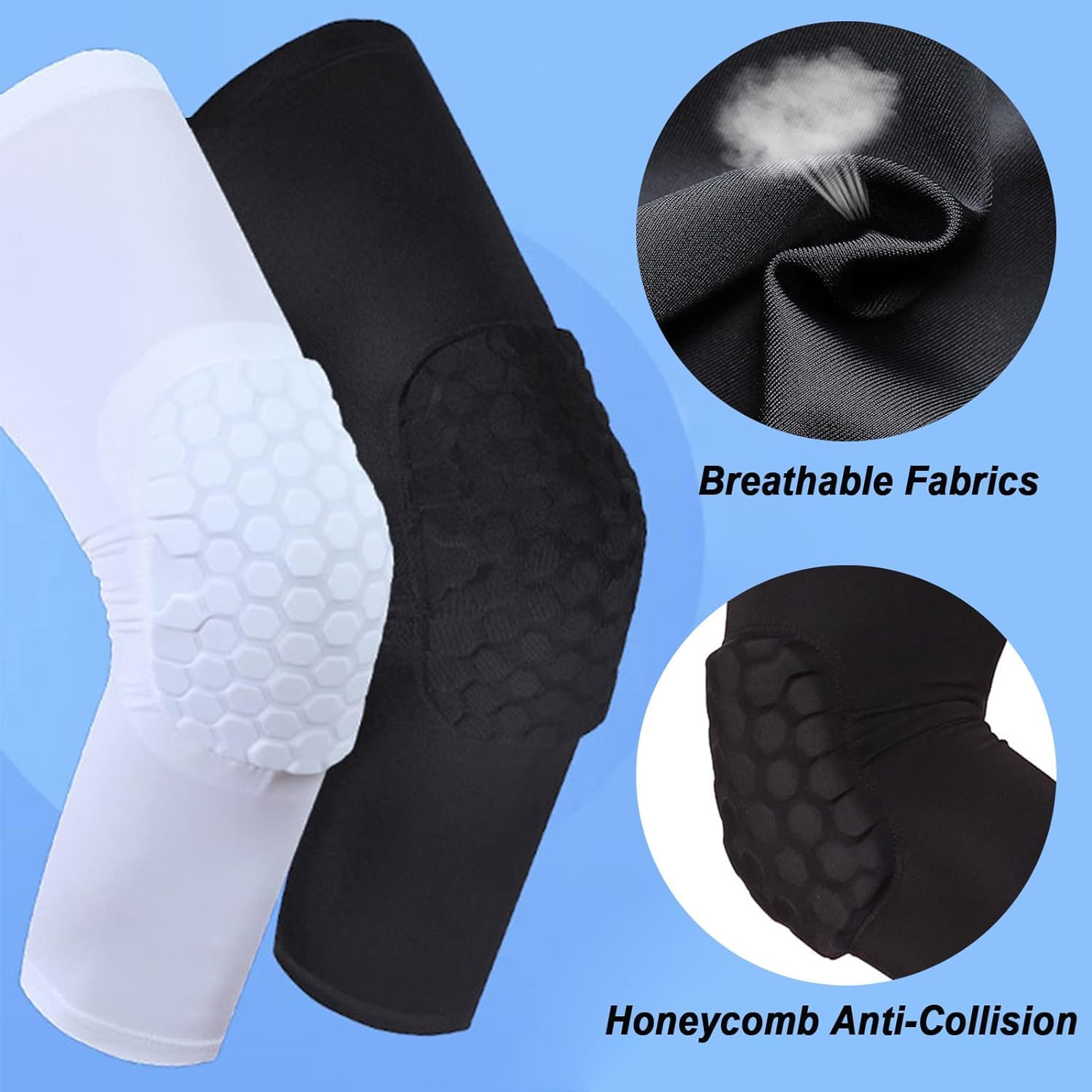 Vector X Honey Comb Knee Pad with Anti-Slip Shock-Absorbing Sports Knee Support for Basketball, Volleyball, Gym, and Outdoor Training