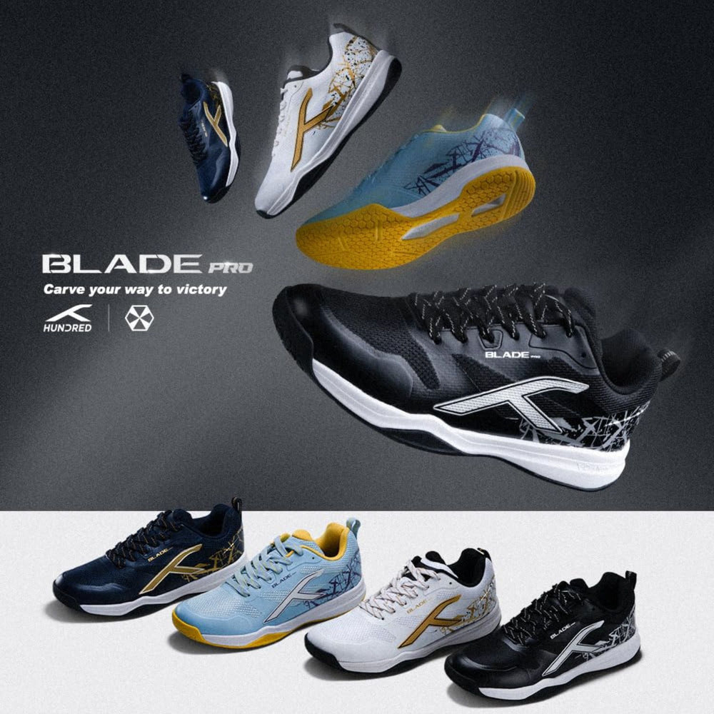 Hundred Blade Pro Non-Marking Badminton Shoes | Multi-Sport Indoor Court Shoes | Lightweight Gum Rubber Sole | For Squash, Table Tennis, Volleyball & Basketbal - Best Price online Prokicksports.com