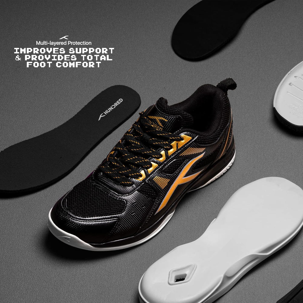 HUNDRED Raze Non-Marking Badminton Shoes | Lightweight Indoor Sports Shoes with X-Cushion, Active Grip Sole & Toe Assist Technology - Best Price online Prokicksports.com