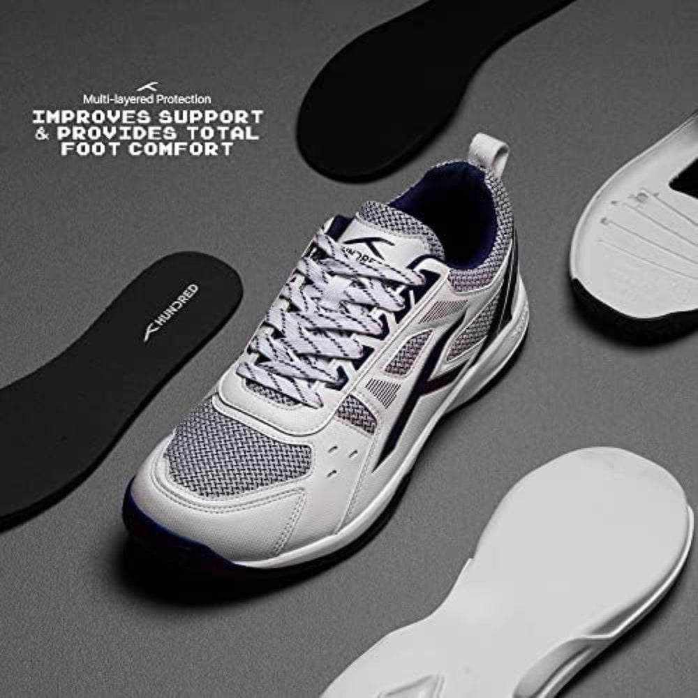 HUNDRED Raze Non-Marking Badminton Shoes | Lightweight Indoor Sports Shoes with X-Cushion, Active Grip Sole & Toe Assist Technology - Best Price online Prokicksports.com