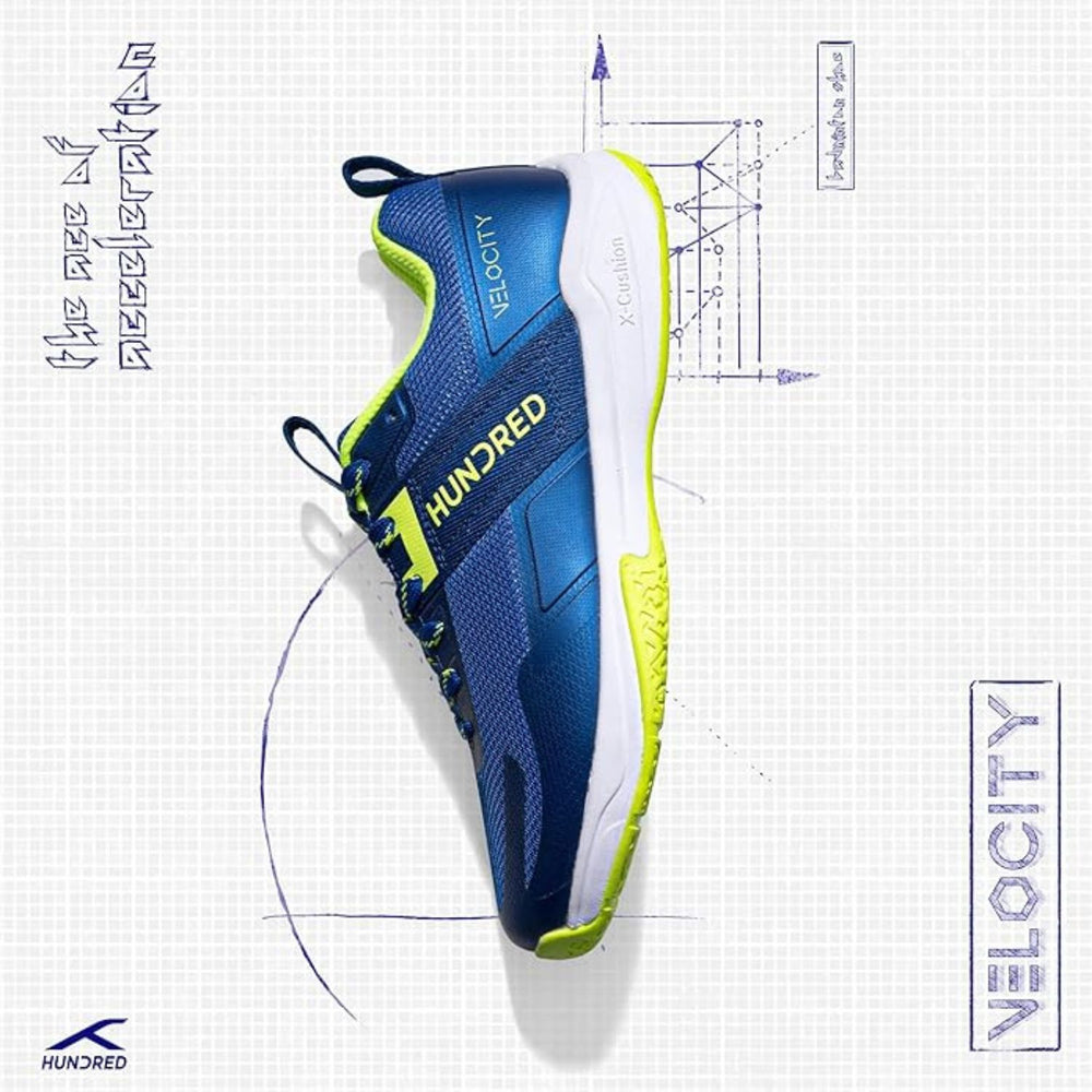 HUNDRED Velocity Non-Marking Badminton Shoes | Lightweight Indoor Sports Shoes for Badminton, Squash, Volleyball, Table Tennis & Basketball - Best Price online Prokicksports.com