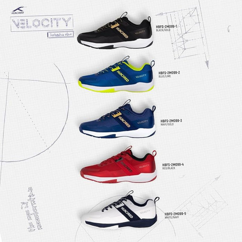 HUNDRED Velocity Non-Marking Badminton Shoes | Lightweight Indoor Sports Shoes for Badminton, Squash, Volleyball, Table Tennis & Basketball - Best Price online Prokicksports.com
