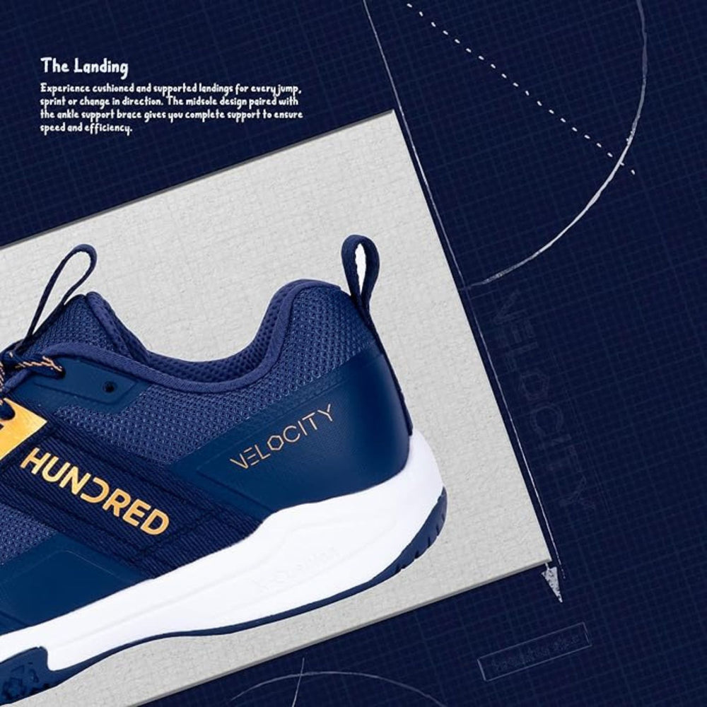 HUNDRED Velocity Non-Marking Badminton Shoes | Lightweight Indoor Sports Shoes for Badminton, Squash, Volleyball, Table Tennis & Basketball - Best Price online Prokicksports.com