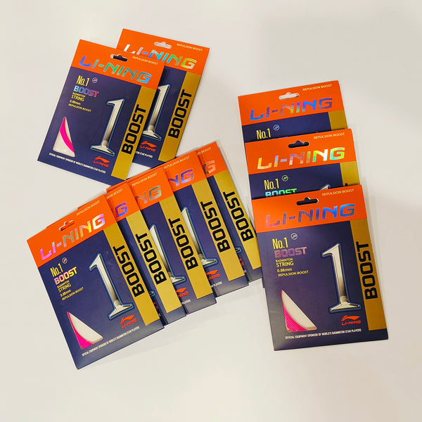 Li-Ning No 1 Boost Professional Badminton String – Assorted Colors (Pack of 50) | Premium Power & Durability for Competitive Play
