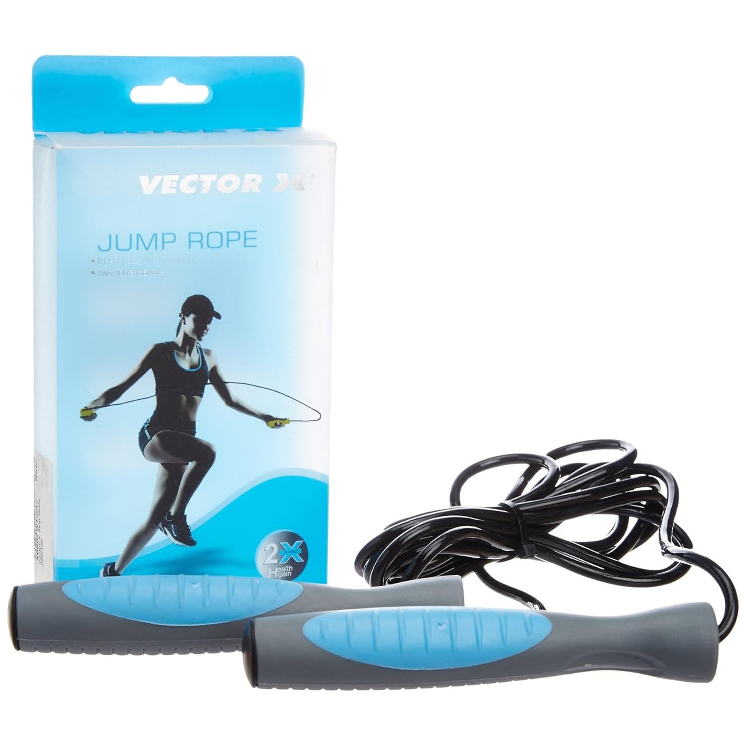 Vector X IR-97132 Jump Rope | Adjustable Speed Skipping Rope for Fitness, Cardio & Weight Loss | Lightweight & Durable – Grey - Best Price online Prokicksports.com