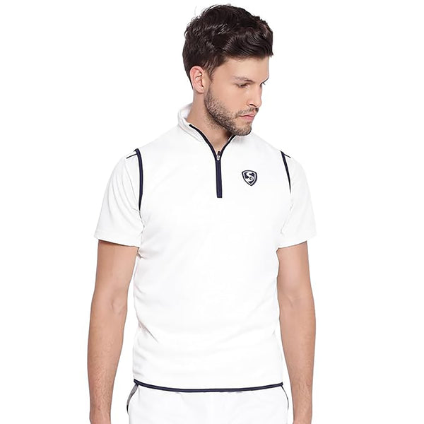 SG Icon Sleeveless White Cricket Sweater – Comfortable Lightweight Match Sweater for Warmth, Flexibility, and Classic Look in All Weather Conditions