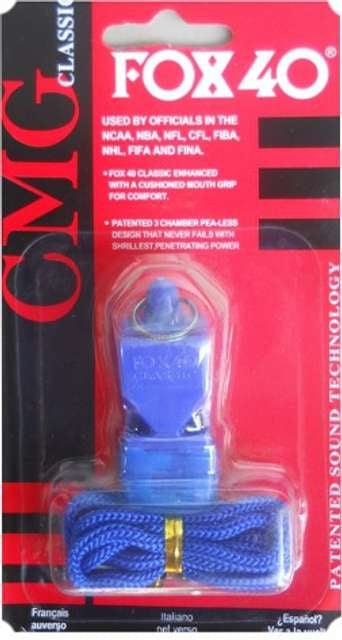 Fox 40 Classic Pealess Whistle (Pack of 1, Cushioned Mouth Grip) – Official Referee Whistle with Lanyard