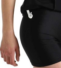 Speedo Women's Short Sleeve Closedback Swimdress with Boyleg (Black/P Lemonade)