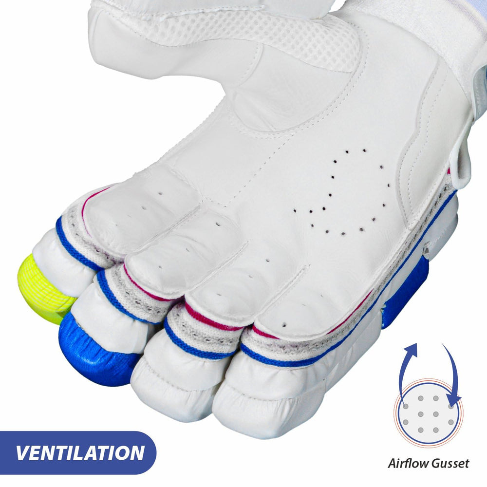 DSC Intense Fury Right Hand Batting Gloves – White Black Lime Cricket Gloves with Maximum Protection, Grip, Comfort for Professional & Club Cricketers - Best Price online Prokicksports.com
