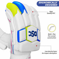 DSC Intense Fury Right Hand Batting Gloves – White Black Lime Cricket Gloves with Maximum Protection, Grip, Comfort for Professional & Club Cricketers - Best Price online Prokicksports.com