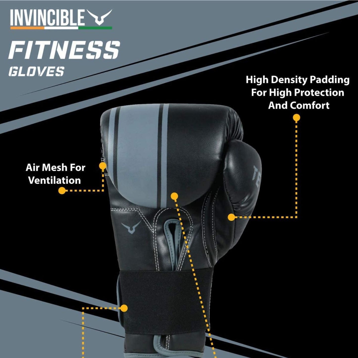 Invincible Tejas Boxing Gloves for Men & Women | Synthetic Leather | Fitness Training | Hook & Loop Closure (8/10/12/14/16 oz)