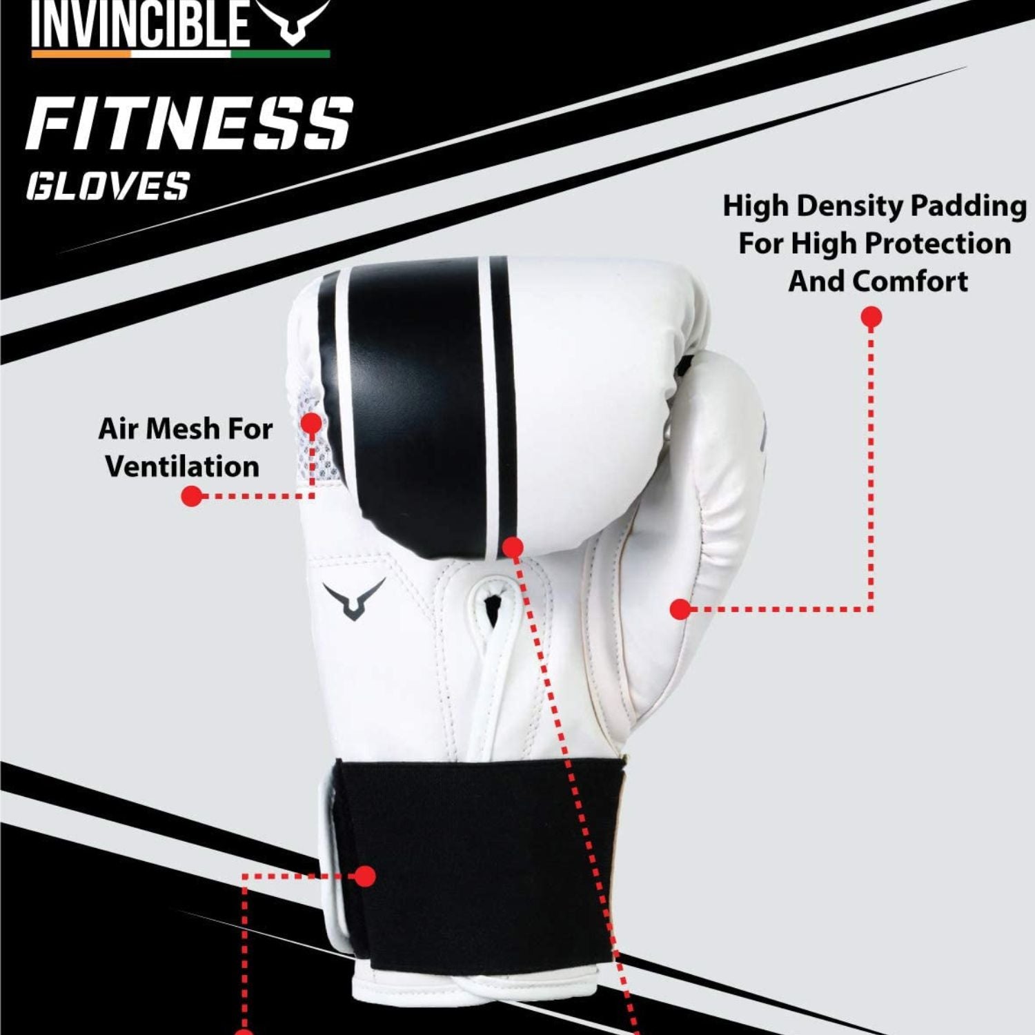 Invincible Tejas Boxing Gloves for Men & Women | Synthetic Leather | Fitness Training | Hook & Loop Closure (8/10/12/14/16 oz) - Best Price online Prokicksports.com