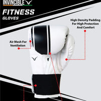 Invincible Tejas Boxing Gloves for Men & Women | Synthetic Leather | Fitness Training | Hook & Loop Closure (8/10/12/14/16 oz) - Best Price online Prokicksports.com