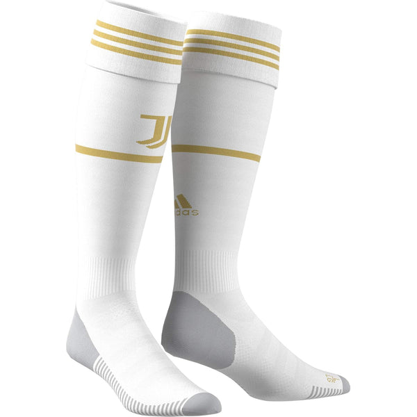 Adidas JUVE H SO Knee Socks – White/Pyrite Sports Socks for Football, Cricket, or Training with Cushioning and Arch Support for Unisex Adults