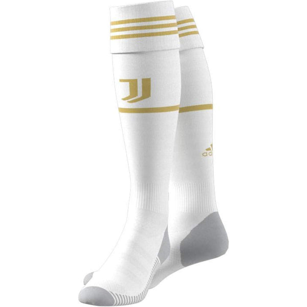 Adidas JUVE H SO Knee Socks – White/Pyrite Sports Socks for Football, Cricket, or Training with Cushioning and Arch Support for Unisex Adults