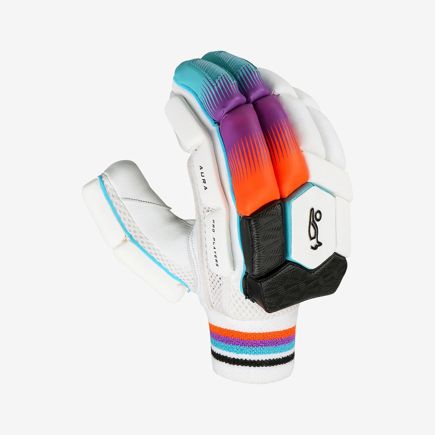 Kookaburra Aura Pro Players Left Hand Batting Gloves – Adult | Premium Cricket Gloves with Advanced Protection | White/Black/Purple - Best Price online Prokicksports.com
