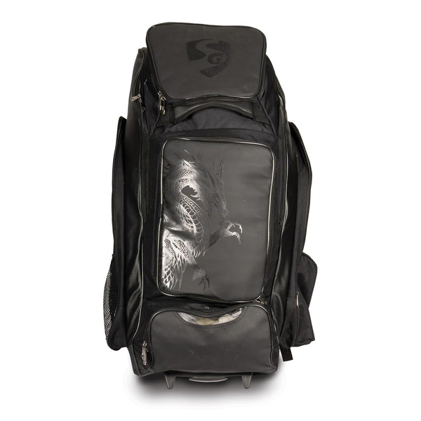 SG KLR Wheelie Duffle Cricket Kit Bag – Black Large Gear Bag with Trolley Wheels for Club Players, Travel Friendly and Durable Design