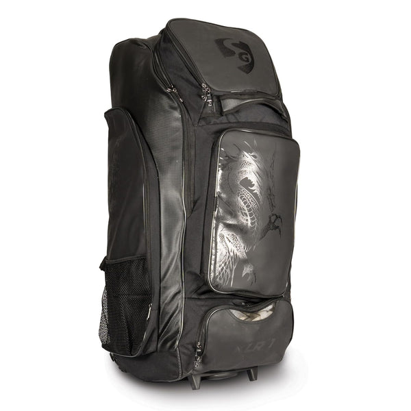 SG KLR Wheelie Duffle Cricket Kit Bag – Black Large Gear Bag with Trolley Wheels for Club Players, Travel Friendly and Durable Design