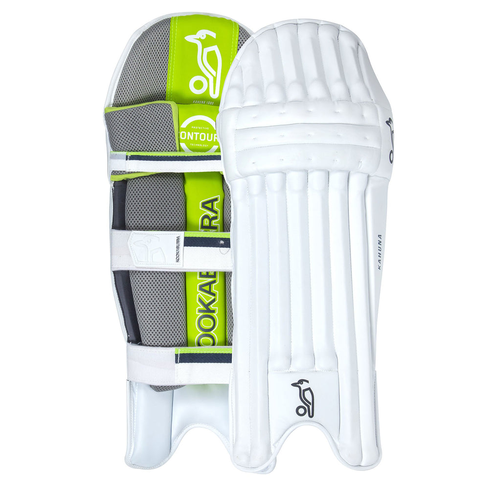 Kookaburra Kahuna 1000 Adult Cricket Batting Legguards – White Lightweight Pads for Leather Ball Club and Pro Matches