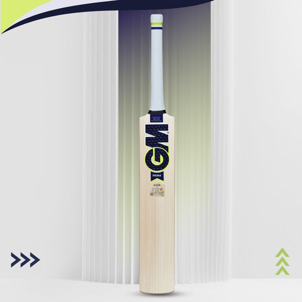 GM Prima 606 English Willow Cricket Bat – SH Mens | Grade 3 Willow, Face Profile | Mid to Low Sweet Spot, Sweeping Toe, Treble Spring Singapore Cane Handle