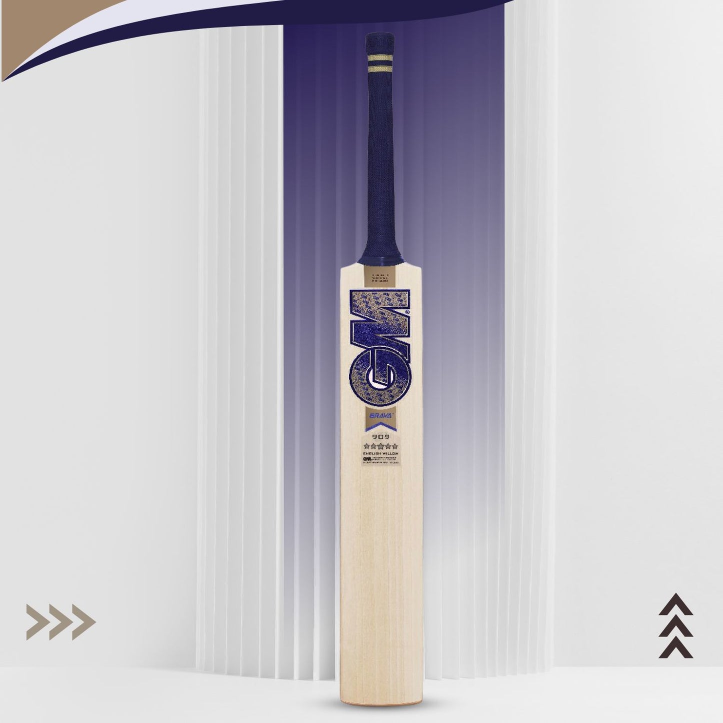 GM Brava 909 English Willow Cricket Bat – SH Mens | Grade 1 Willow, Massive Edges, PowerArc Bow, F2 Face Profile | Knocked-In, Pro-Lite Grip & Toe Protection | Buy GM Brava 909 Cricket Bat India Online for Advanced Players - Best Price online Prokicksports.com