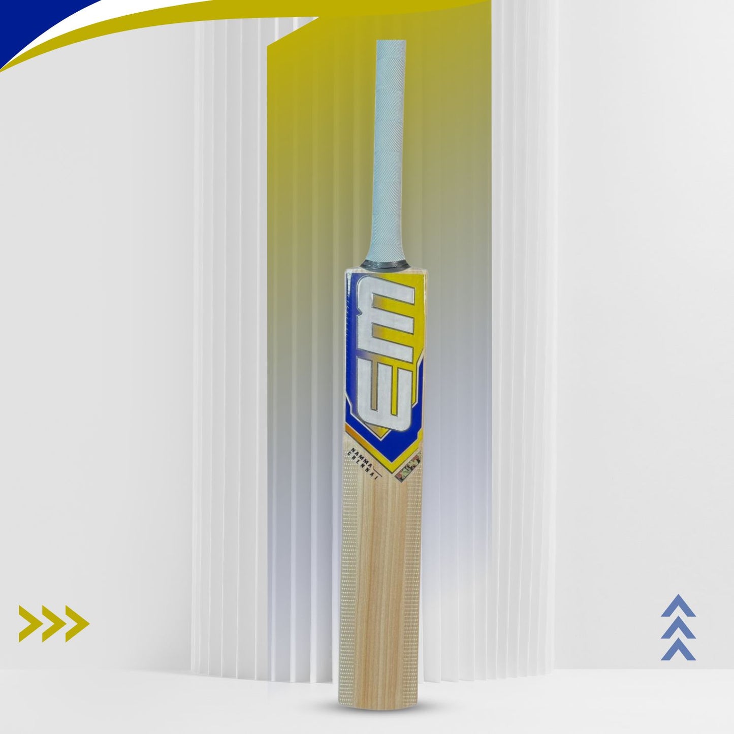 EM Namma Chennai Kashmir Willow Cricket Bat - Short Handle | Leather Ball Cricket Bat for Adults - Best Price online Prokicksports.com